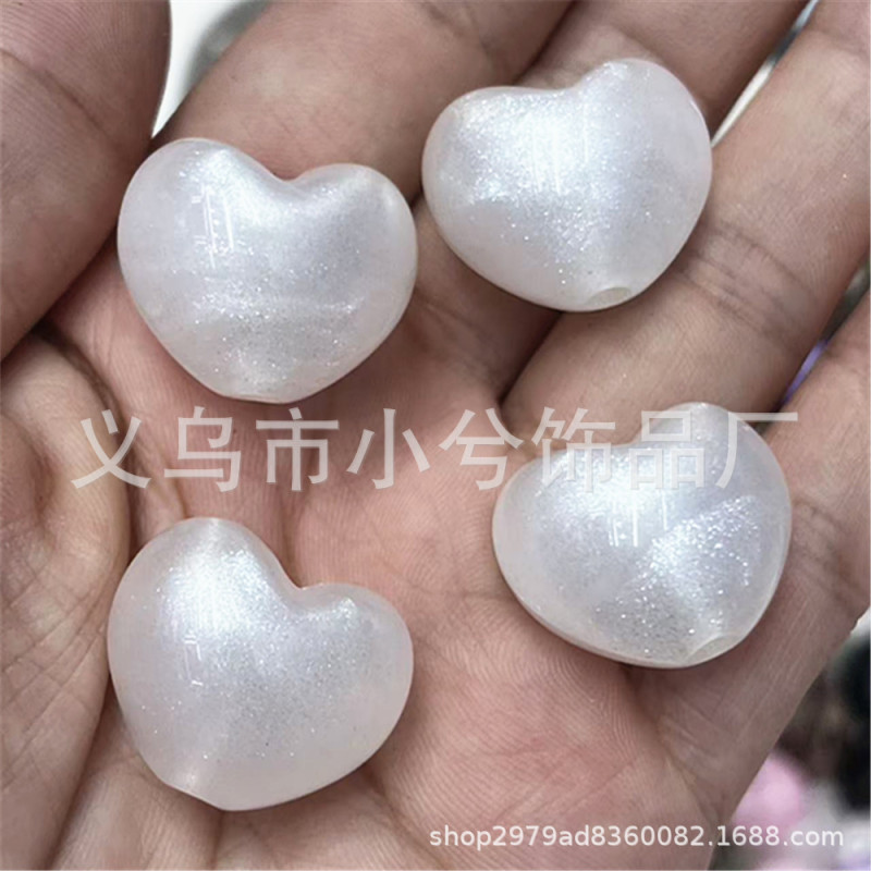 22mm多彩珠光胖爱心直孔珠diy饰品手机链串珠笔钥匙扣包链等配件|undefined