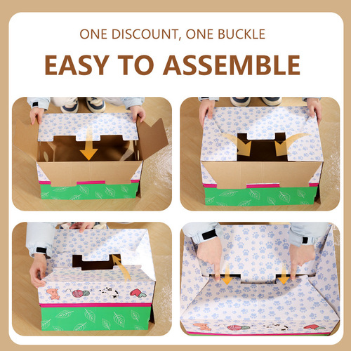 Cat Scratch Board Cat Bed Combo Large Corrugated Paper Scratch Pad Replaceable Cat Toy Self-Entertaining Pet Supplies