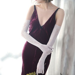 Spot Spring and Summer 3801 Women's Cycling Mask Textured Knitted Gloves Sexy Long Cut Out Lace Arm Cover