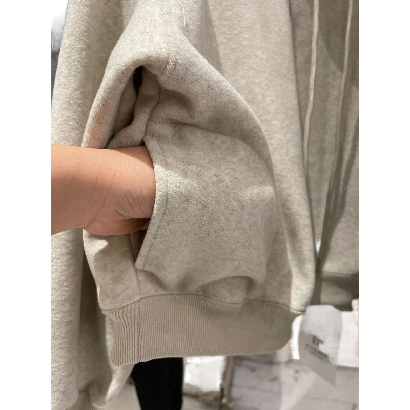 허핑 수직 칼라 반 지퍼 기모 두꺼운 스웨트 셔츠 여성용 가을 및 겨울 서양 스타일 새로운 느슨한 유행 작은 탑