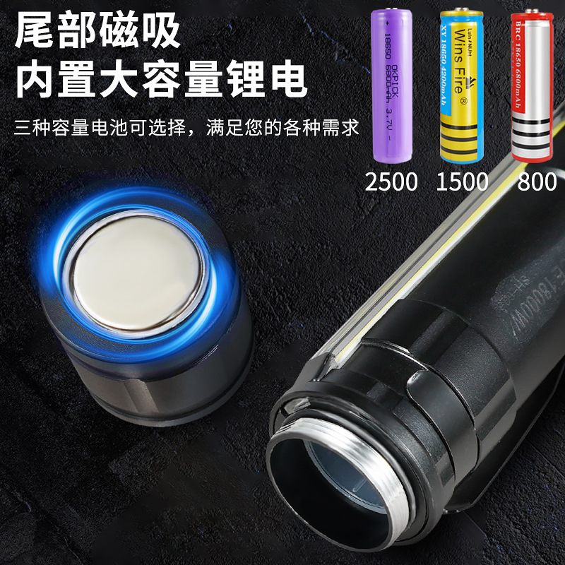 Transfronterizos nueva luz principal T6 + luz lateral COB lámpara de perlas USB carga magnética multifuncional antorcha LED resistente al agua