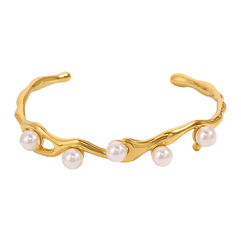 Pulsera de acero de titanio para mujer, sentido de alta gama, pulsera retro europea y americana que no se desvanece, oro de arena, apertura, circón, joyería de pulsera de acero inoxidable image 39