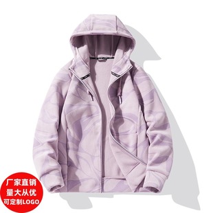 2023 new outdoor fleece women's autumn and winter fleece warm hooded padded camouflage sweater coat wholesale
