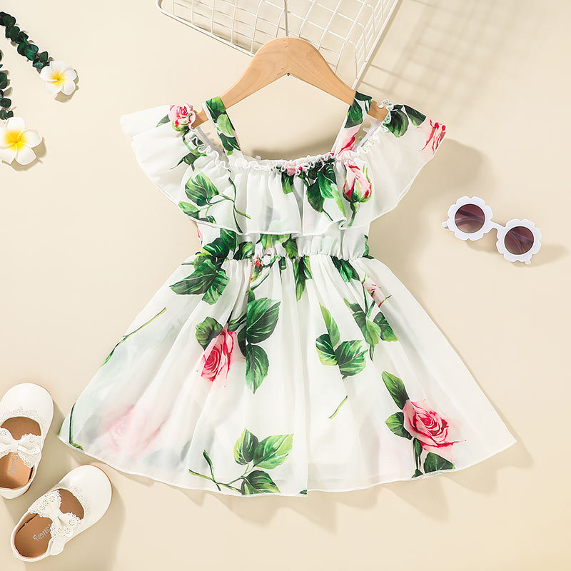 Fashion Children Chiffon Floral Printing Dress Wholesale Nihaojewelry display picture 2