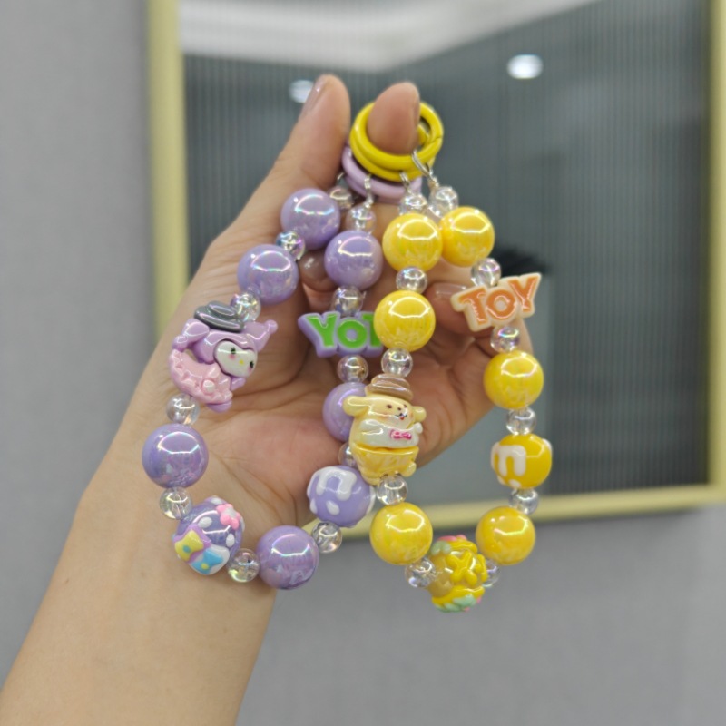 Nuevo alfabeto muñeca cuentas cadena de teléfono móvil transmisión en vivo el mismo tipo de cadena de colgante llavero de automóvil bolsos accesorios accesorios mayoristas