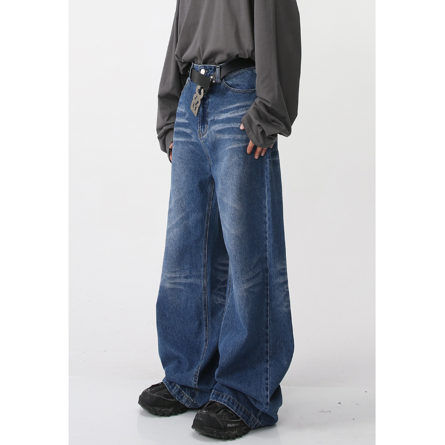 Mtlclothes ropa de los hombres | 2023 primavera nueva casual Denim pantalones sueltos pierna ancha estilo coreano moda Retro