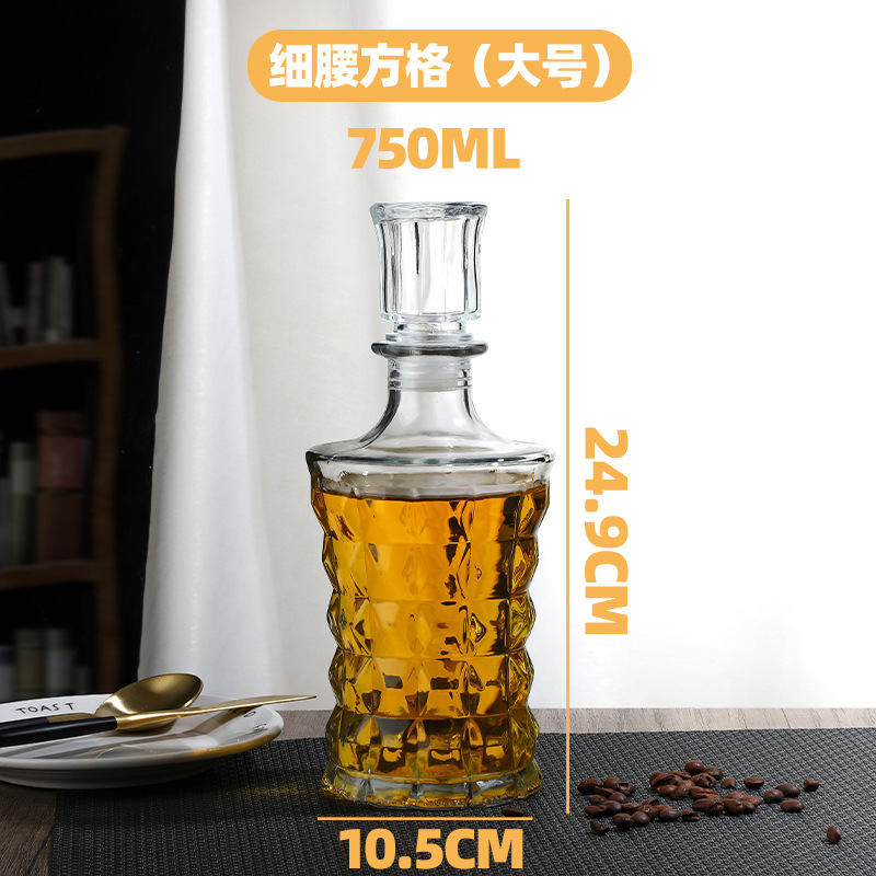 750ml grande cuadrado de cintura delgada; transparente