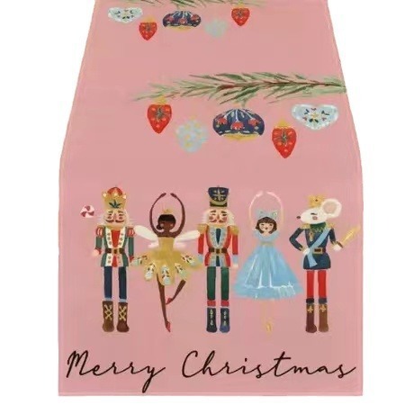 Christmas linen table flag kitchen party dining table Christmas tree wreath snowman bell reindeer Santa table flag