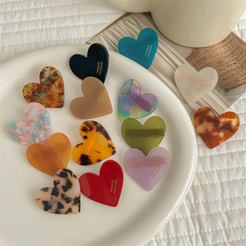 10g Weight Hair Clip Hair Accessories Type 1 Piece Quantity Daily Occasion Acetic acid sheets Material Heart Shape Pattern All Seasons Season Women's Gender Cute, Simple Style Style Cute Simple Style Women's Heart Shape Acetic Acid Sheets Hair Clip 1