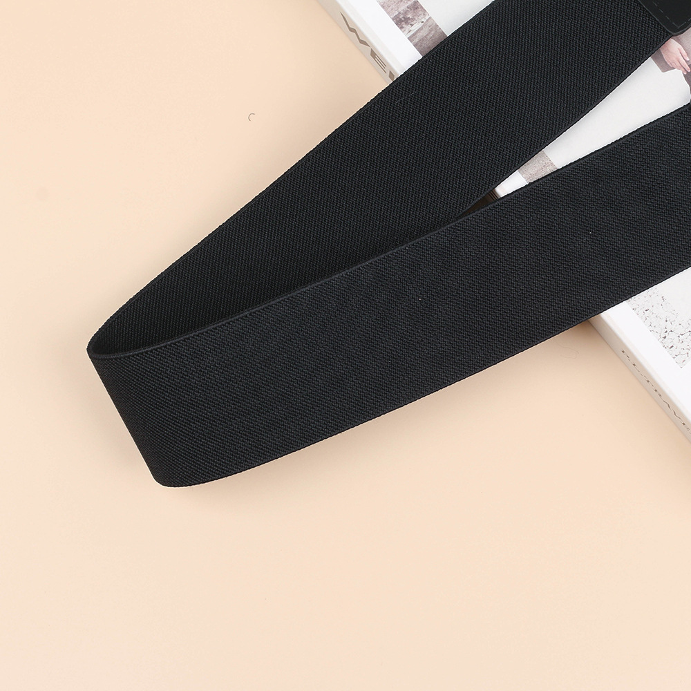 Cintura larga elastica nera alla moda da donna con decorazioni di diamanti, vestito, cappotto, chiusura in vita, strass, ragazza alla moda e paffuta_voghion.com