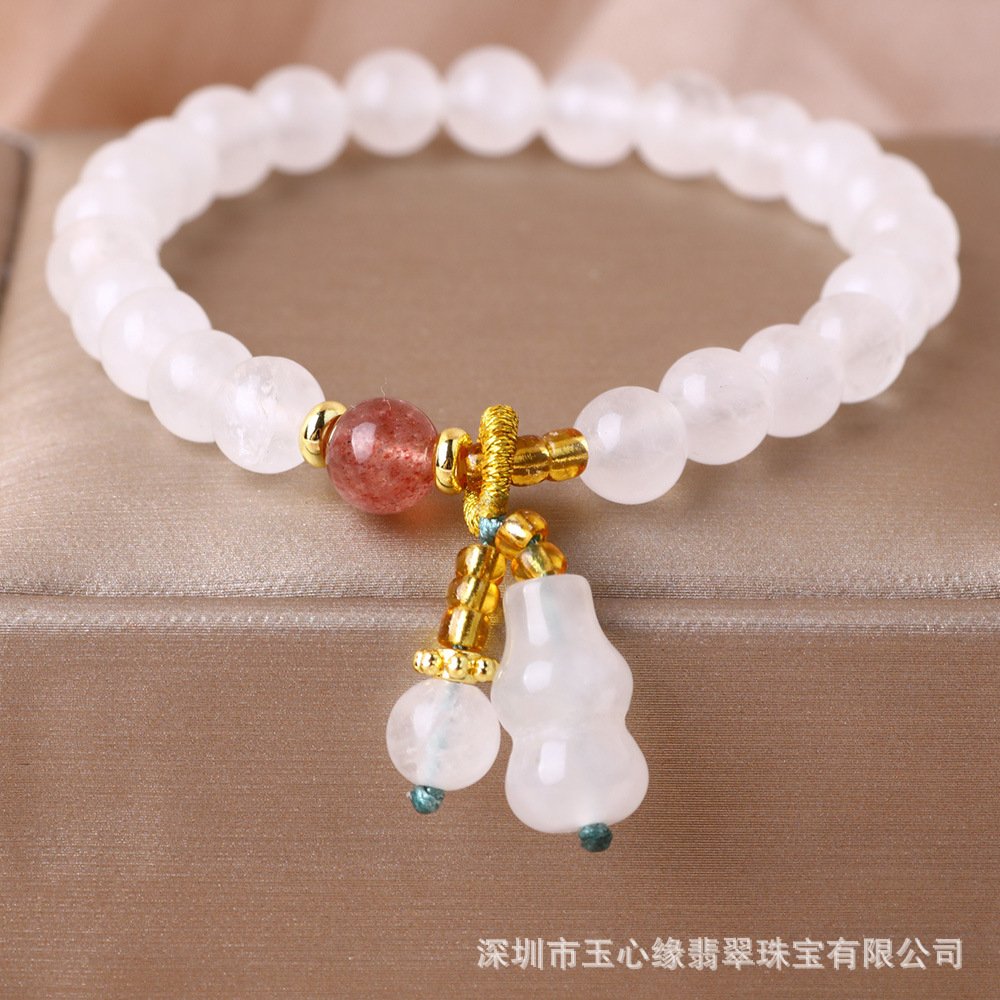 Cuentas pulsera de cristal blanco 6mm cuentas de un anillo colgante Tianshan Zheng Zhengyu fresco, simple, puro y hermoso