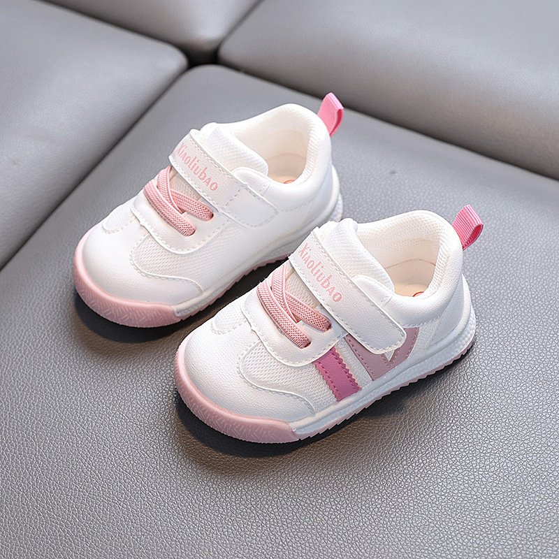 Primavera y otoño bebé 1-2 años zapatos para niños pequeños zapatos blancos de malla para niños y niñas zapatos deportivos antideslizantes de suela blanda al por mayor