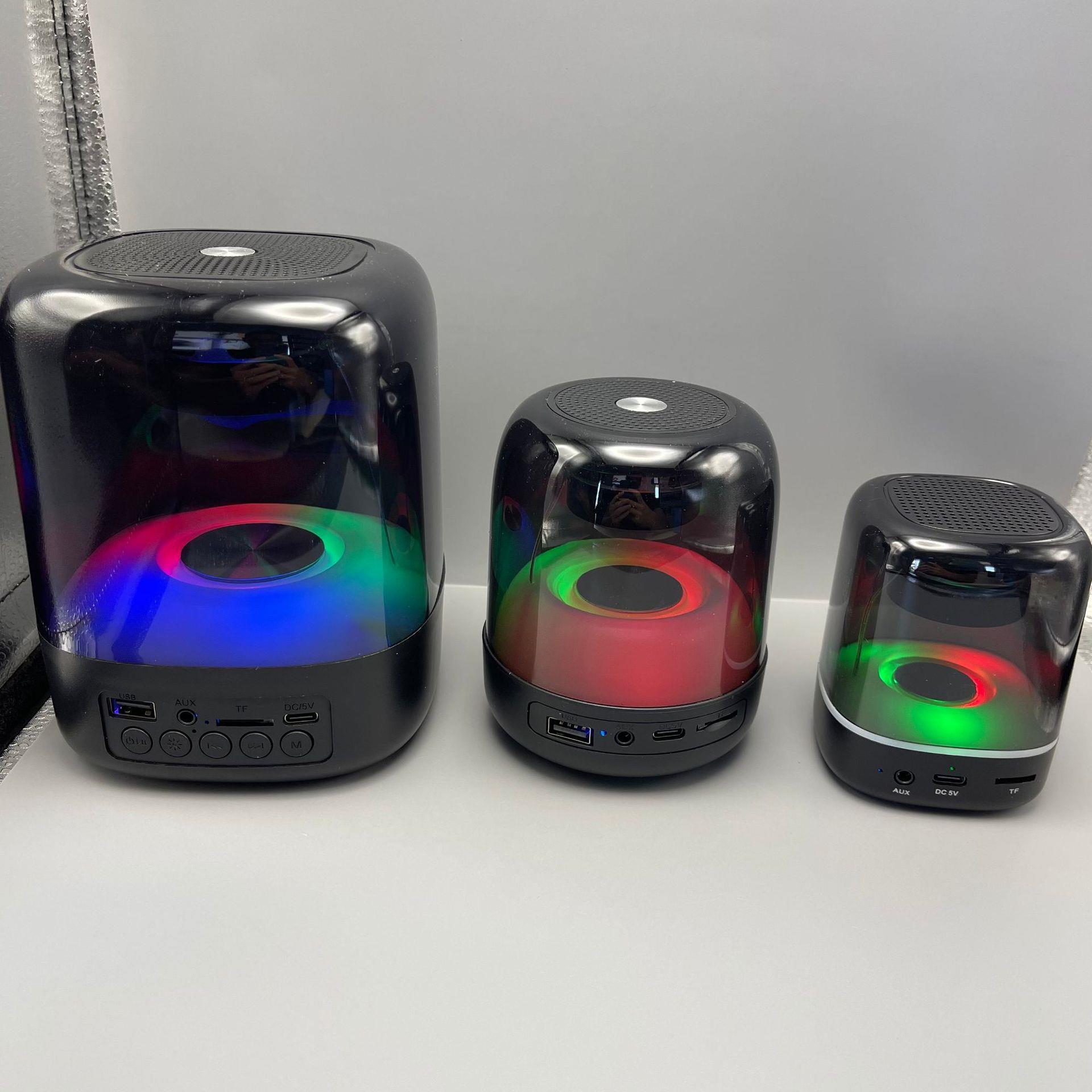 새로운 투명 블루투스 스피커 RGB 다채로운 무선 홈 미니 데스크탑 카드 높은 볼륨 과체중 낮은 오디오