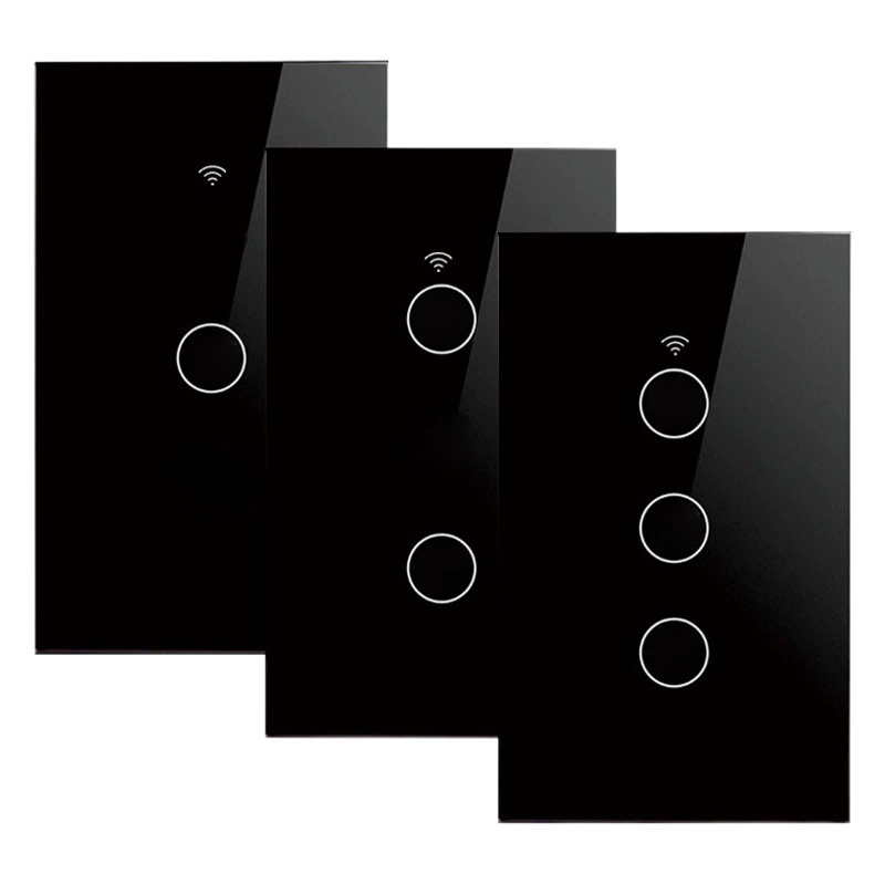 Tuya Smart Standard Switch США, одиночный нулевой огонь, нейтральный Bluetooth, Wi-Fi, пульт дистанционного управления, панель из закаленного стекла, сенсорный переключатель RF