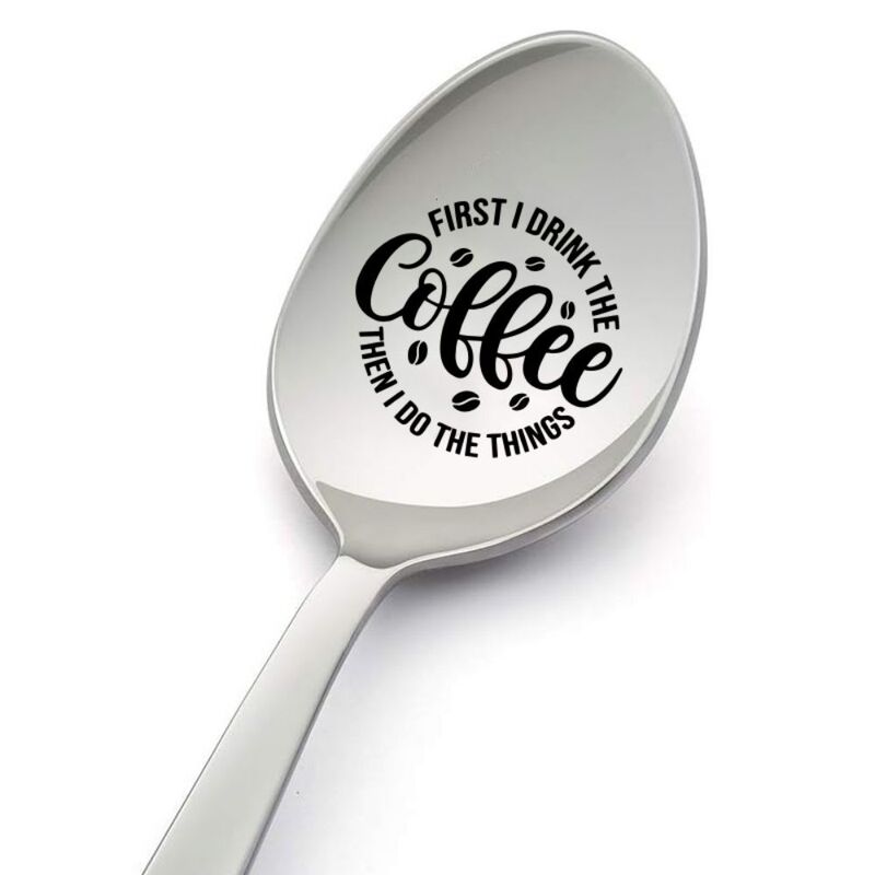 Cross-border exclusive first I drink then I do coffee lovers stainless steel spoon fun cereal Christmas