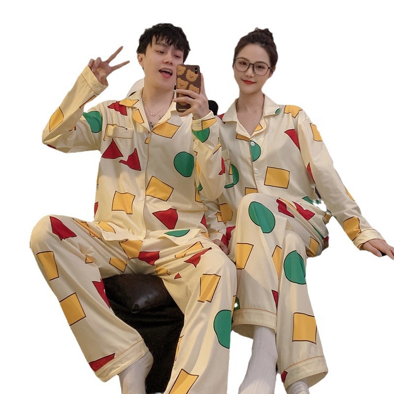 Pijamas de mujer Primavera y otoño de manga larga de algodón a rayas delgadas de alto grado más el tamaño de los hombres sueltos ropa para el hogar verano