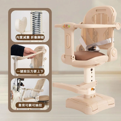 Electric car child seat Front Seat, Reclining and - mocha-no-music-no-rotation-can-sit-or-lie-down
