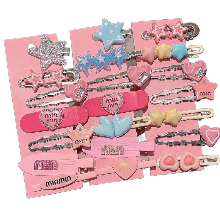 Horquilla de color dopamina, clip de pico de pato de cabello roto coreano femenino, horquilla de sentido avanzado y2k, clip lateral con flequillo, tocado