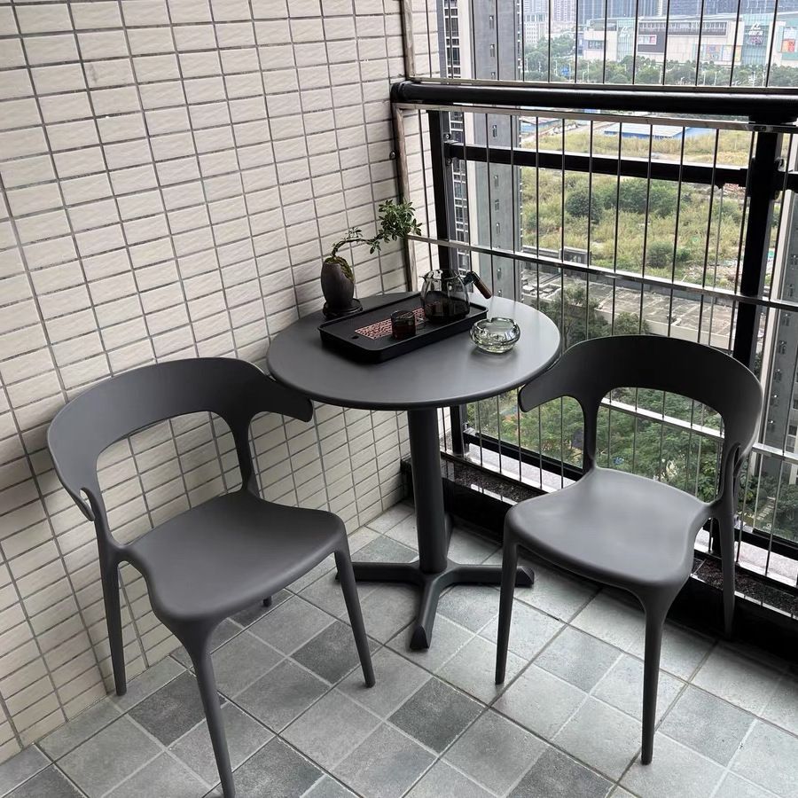 인기 발코니 의자 2개 + 70cm 라떼 탄소강 원형 테이블