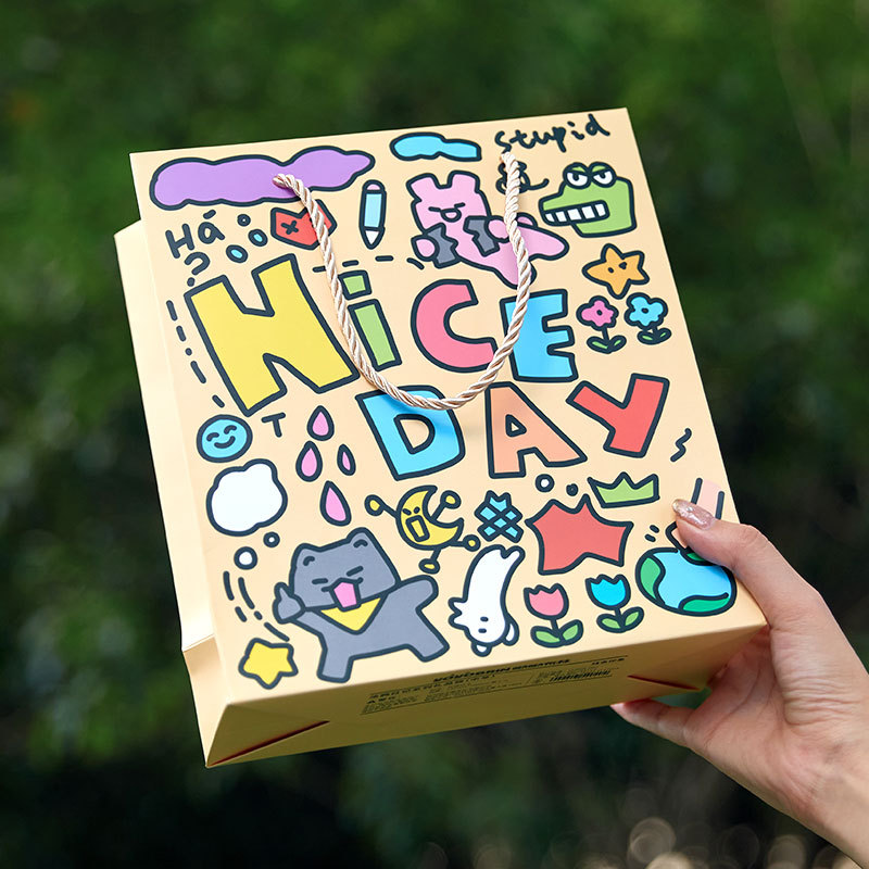 Jia Bulin Mo Ting dibujos animados bolsas de regalo serie de graffiti diario de cartas embalaje de regalo bolsa de mano