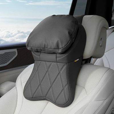 Anti-Stain Leather Headrest Pillow, Lumbar: Headrest - first-generation-anti-stain-leather-premium-black-headrest-single