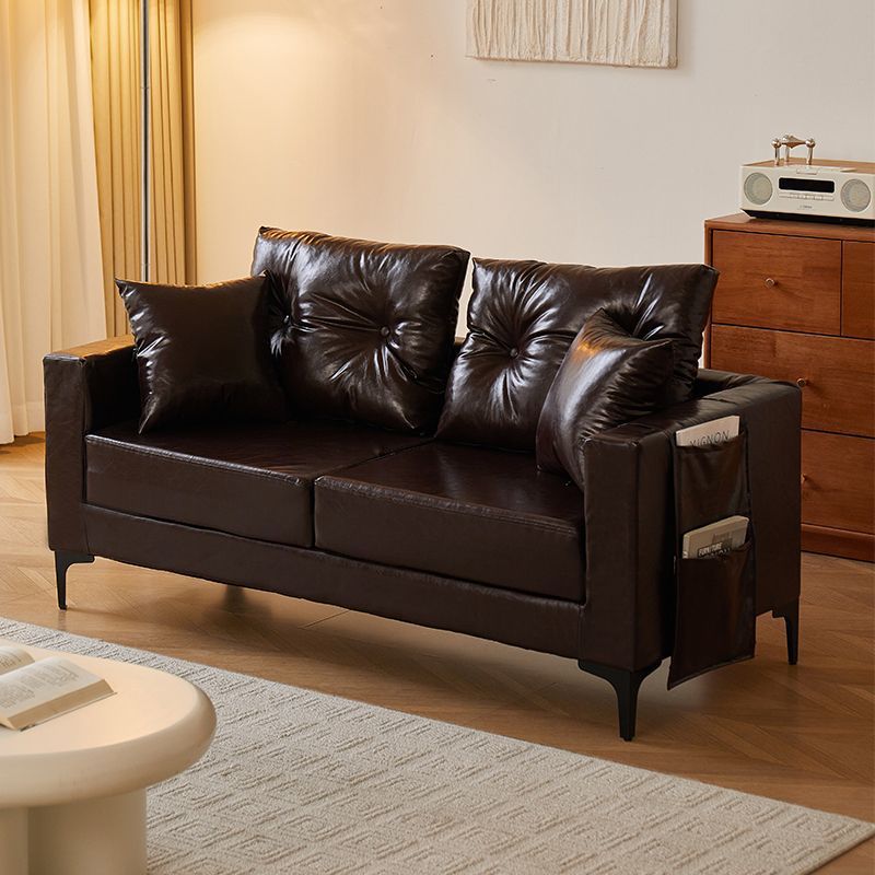 Sofá pequeño apartamento de alquiler casa oficina tienda de ropa doméstica doble triple sofá de cuero negro sala de estar