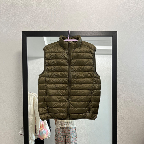 Seasonal clearance ultra-lightweight unisex turtleneck down cotton vest jacket open-front padded jacket loose large size cotton coat trendy