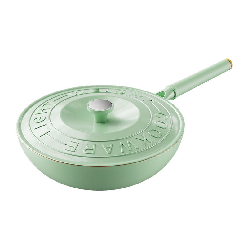 Nueva sartén antiadherente que contiene titanio, freír wok de alto valor 0 sartén recubierta de flúor, sartén de estufa universal al por mayor