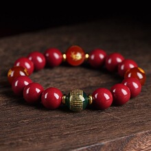2026马年普陀山新款黑红玛瑙平安F绿玛瑙经文手链男女款水晶玉髓