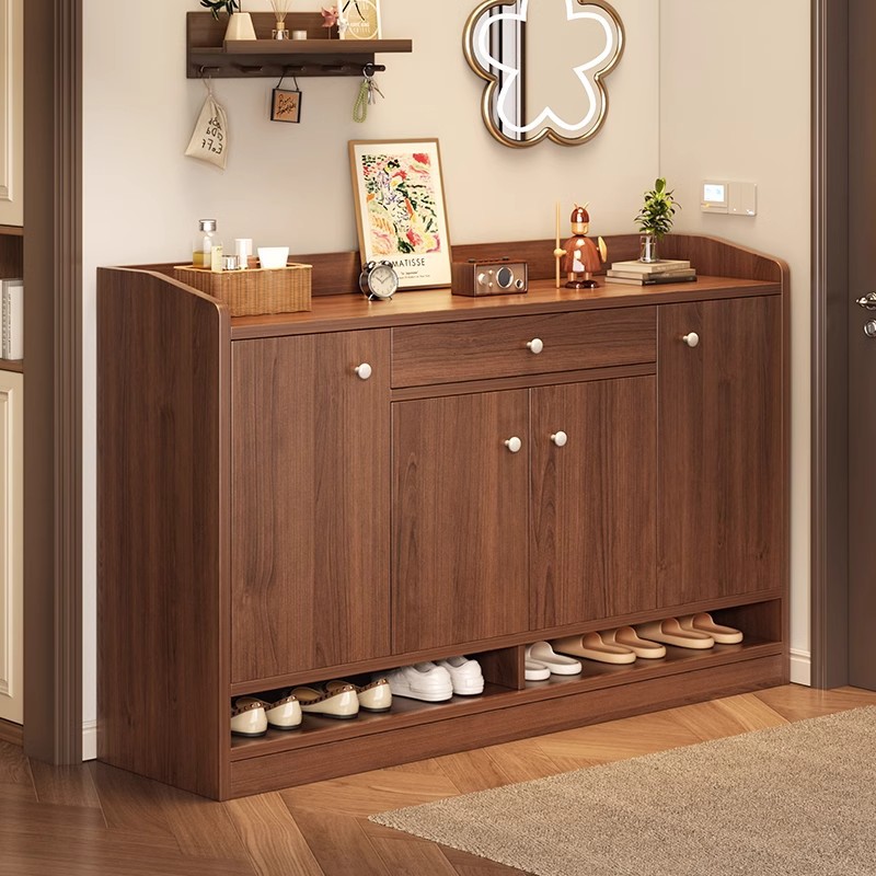 Entrance Shoe Cabinet for Home Use, New Chinese-Style Foyer Cabinet, Indoor Storage Cabinet, Integrated Hallway Large-Capacity Wall Storage