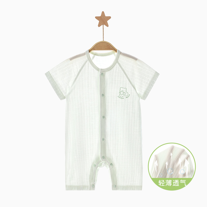 Bebé mono verano hombres y mujeres niños de manga corta delgada mampara transpirable mampara ropa de verano para bebés ropa de recién nacido