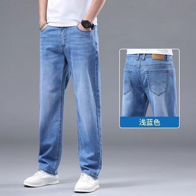 2025 Spring and Autumn Stretch Loose Straight-Leg Pants Summer Casual Pants Men's Middle-Aged New High-End Men's Jeans