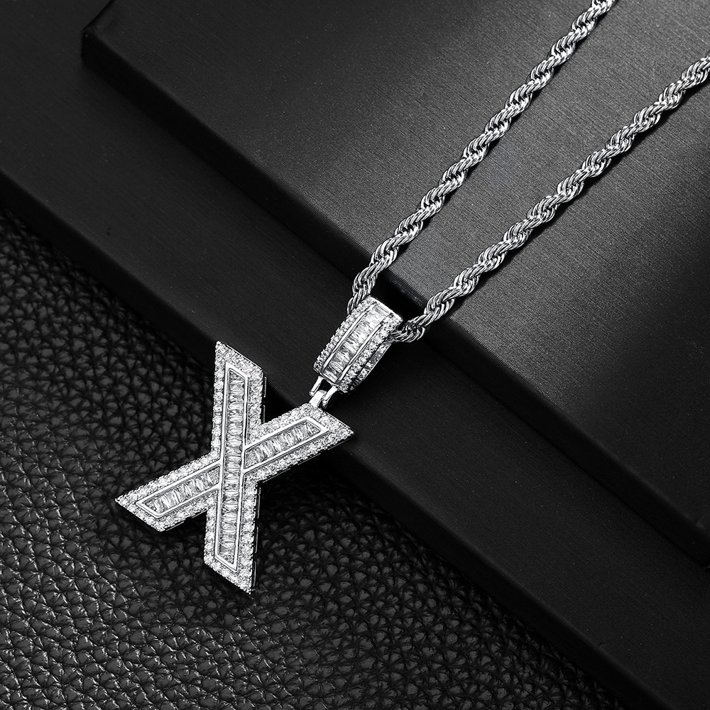 Hip-hop cross-border colgante de letras azúcar de cristal collar de zircon explosión ins joyería personalizada nicho diseño colgante para hombres y mujeres