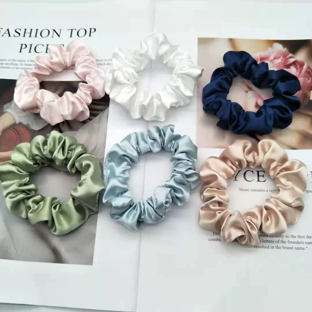 欧美跨境新款女仿真丝弹力布艺发圈 百搭头绳小肠圈 现货厂家批发