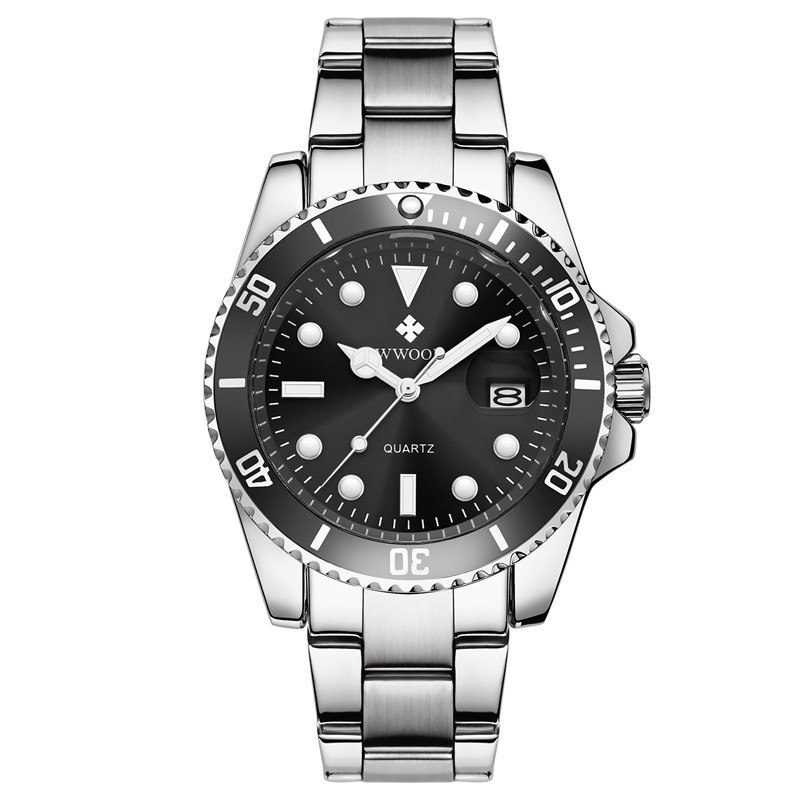Wwoor/Hold amor 8878 nuevo simple elegante movimiento de cuarzo moda Correa acero reloj calendario los hombres