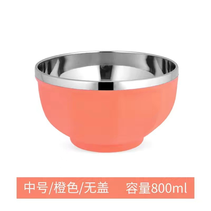 304 tazón de arroz de acero inoxidable de gran capacidad tazón de arroz kindergarten fábrica de aislamiento térmico tazón resistente a la caída de alto valor de color Estilo nórdico tazón