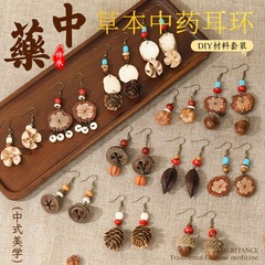 中药耳环diy手工材料包非遗中草药植物天然饰品果实标本耳夹耳饰