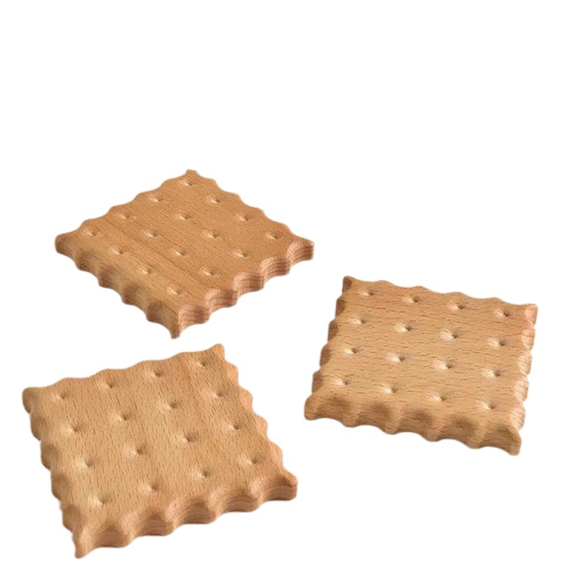 Beech galleta forma café posavasos cuadrado Haya taza de agua decoración de madera maciza almohadilla aislante té montaña