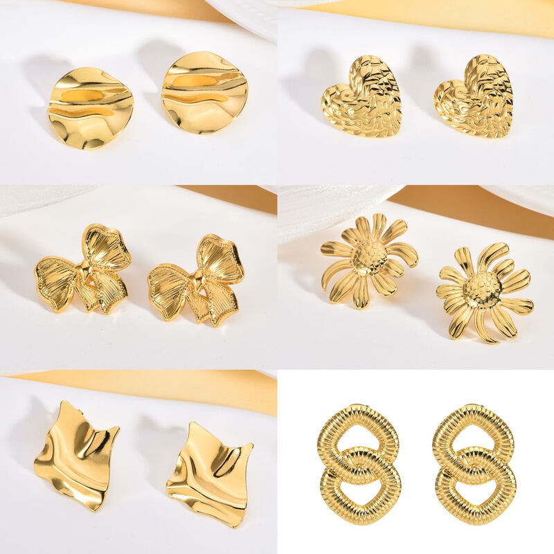 European and American Cross-Border 304 Stainless Steel Hydraulic Oil Pressure Earrings, Vintage Design, Irregular Geometric Jewelry Wholesale European and American Cross-Border 304 Stainless Steel Hydraulic Oil Pressure Earrings, Vintage Design, Irregular Geometric Jewelry Wholesale