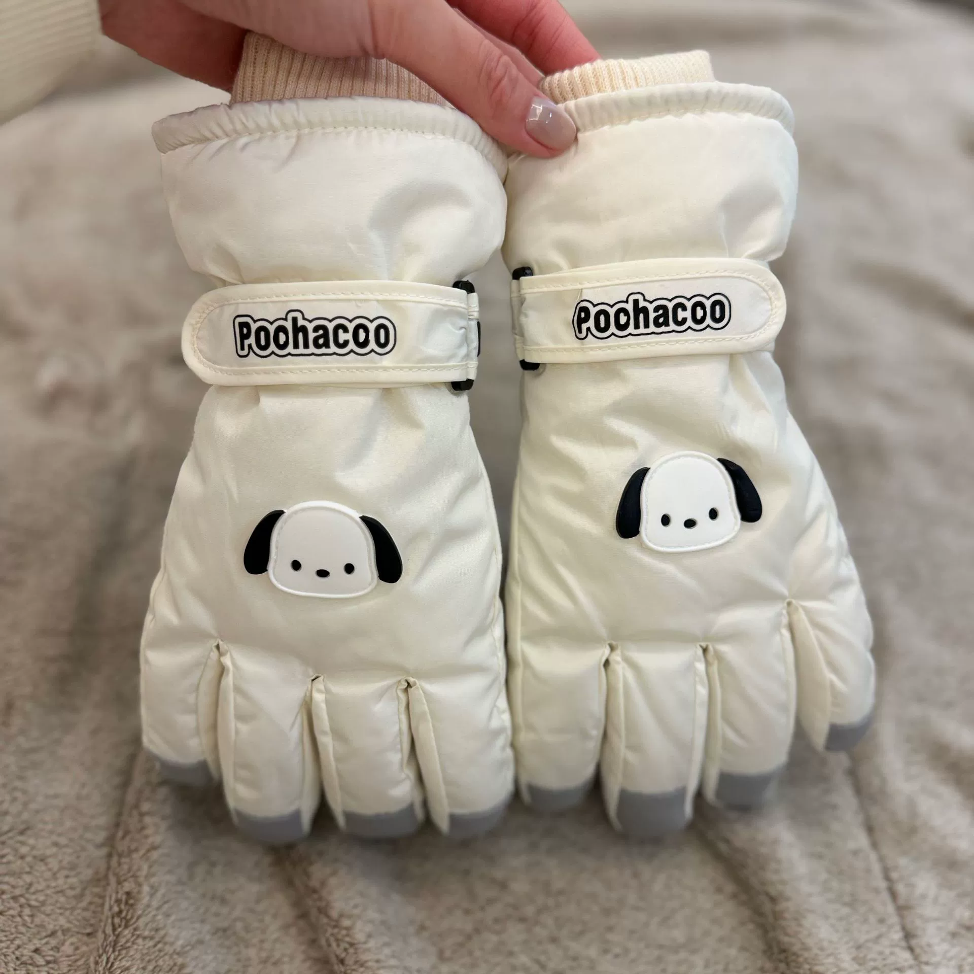 Новые женские лыжные перчатки Pacha, осенне-зимние, утепленные, из вельвета и хлопка, ветрозащитные для велоспорта, милый мультяшный дизайн, сенсорный экран, теплые