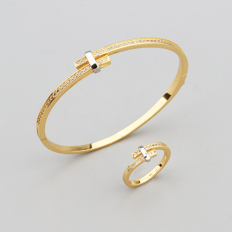 Rings, Bracelets Classification 1 Piece Quantity Wholesale Jewelry Simple Style Geometric Copper Zircon Plating Inlay Rings Bracelets