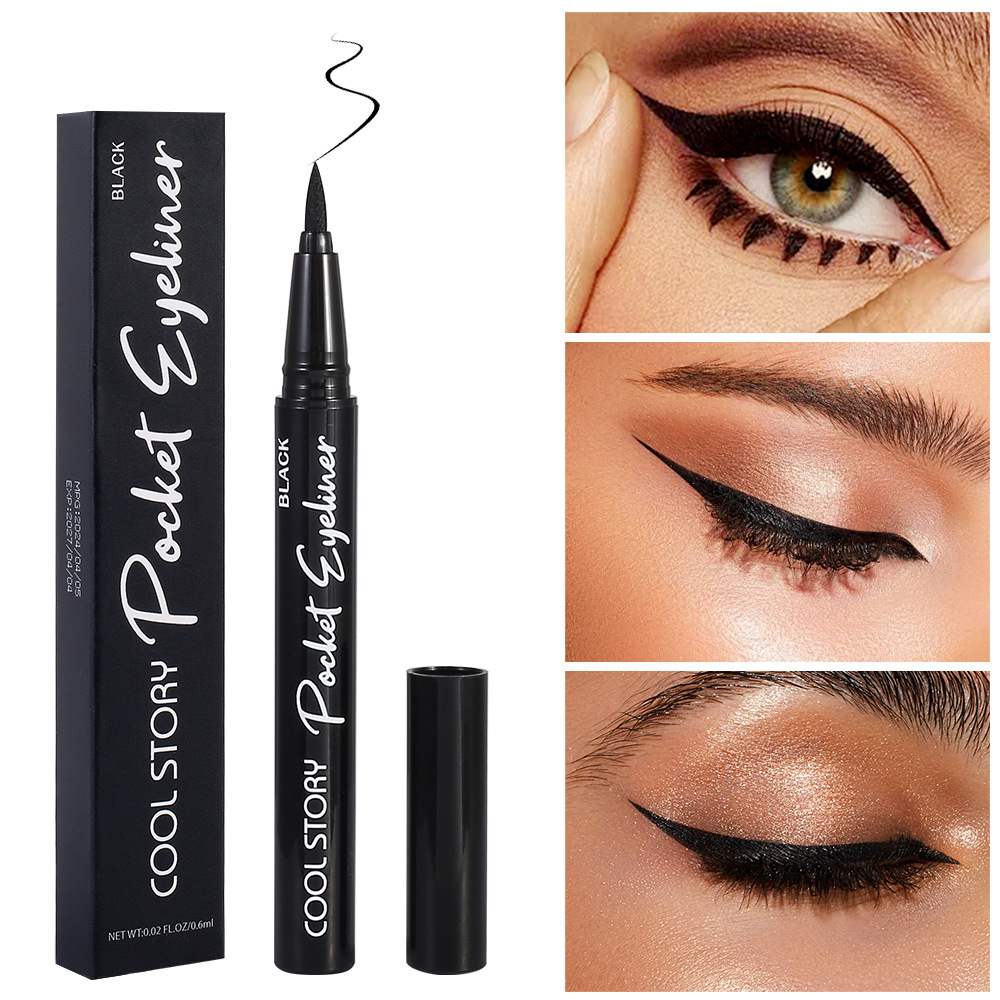 Cool story Pocket Eyeliner Lápiz delineador de ojos líquido de secado rápido de larga duración y fácil de colorear Maquillaje perezoso transfronterizo