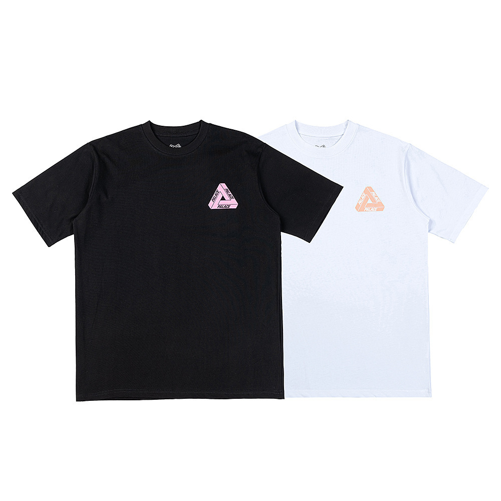 欧米のトレンドブランド「パレス」の三角形プリント入り男女兼用カジュアル純綿半袖Tシャツ、越境25新作、ゆったりシルエット