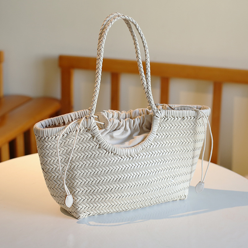 Dragon French Hand-Woven Women's Top Grain Cowhide Handbag, Large Capacity Shoulder Tote Bag For Beach Vacations - Thumbnail 6