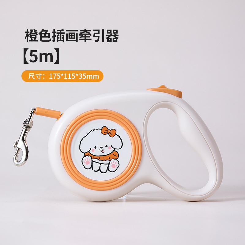 Nueva cuerda de tracción retráctil, patrón de ilustración lindo, cuerda de tracción para perros, cuerda de perro retráctil automática, venta al por mayor transfronteriza