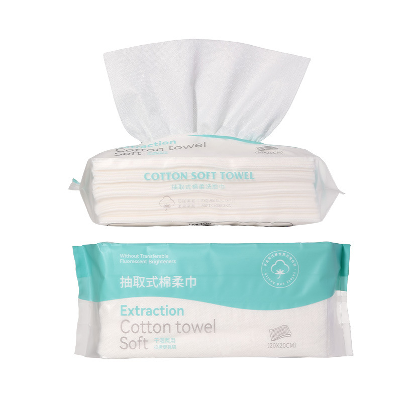 Toalla de lavado facial extraída LMLTOP Toalla suave de algodón con patrón EF desechable Toalla de limpieza facial seca y húmeda B378