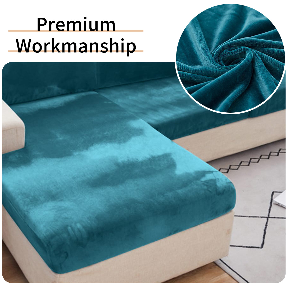 Funda de cojín de sofá de terciopelo de zorro plateado elástico y grueso de Amazon, funda de sofá de terciopelo de color sólido ultra suave, funda de sofá