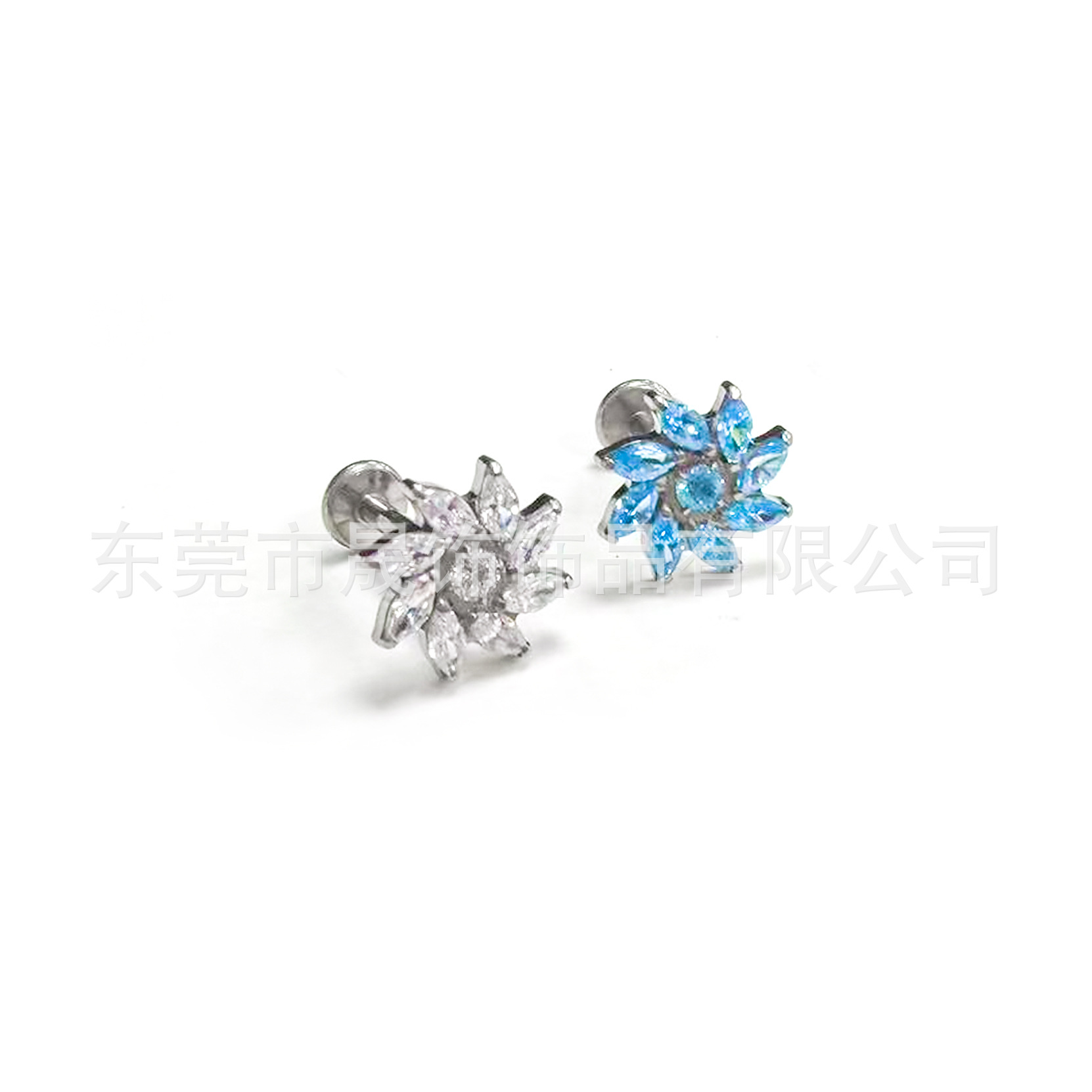 F136 Titanium 旋转风车 Ear Stud Flower Ring 型 Helix Cartilage Stud G23 Implant Grade Titanium Cubic Zirconia Labret Stud Tongue Barbell Piercing Jewelry