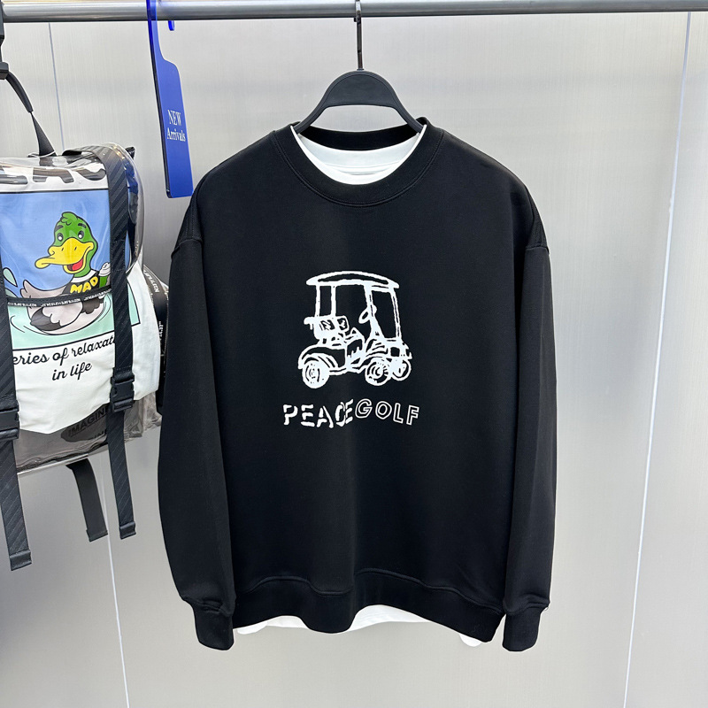 Spring and Autumn original men's sweater round neck pullover sweater couple fashion casual black sweater trendy B1CRE1322