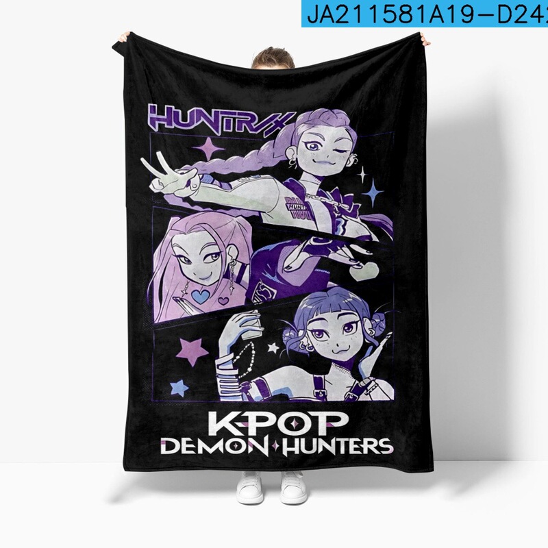 3D新品电影 K-POP 猎魔女团 毛毯午睡毯法兰绒印花保暖|undefined